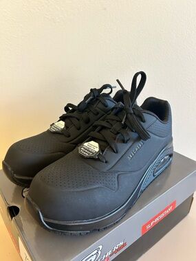 Skechers Women's Work Anti-Slip Uno Sr Deloney Shoe Hard Toe Black